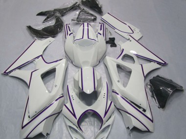 Carene Moto Suzuki GSXR 1000 2007-2008 - Lucido Bianco Viola Gessato