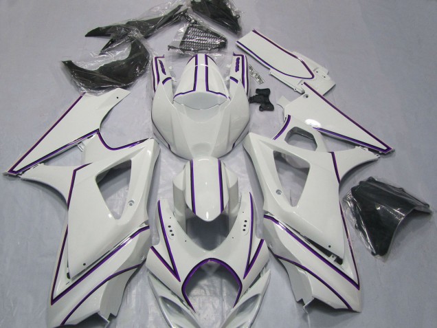 Carene Moto Suzuki GSXR 1000 2007-2008 - Lucido Bianco Viola Gessato