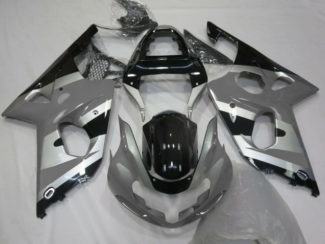Carene Moto Suzuki GSXR 1000 2000-2002 - Grigio Argento Nero Lucido OEM Stile