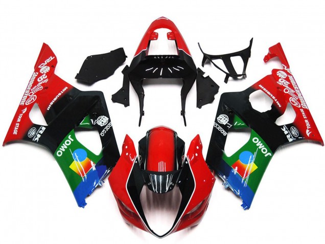 Carene Moto Suzuki GSXR 1000 2003-2004 - Rosso Nero Verde JOMO