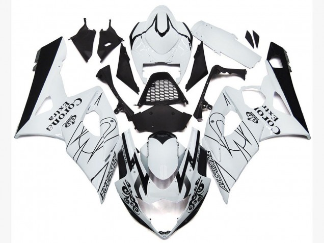 Carene Moto Suzuki GSXR 1000 2005-2006 - Bianco Nero Corona OEM Stile