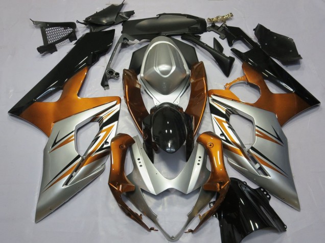 Carene Moto Suzuki GSXR 1000 2005-2006 - Arancia Argento Nero Lucido