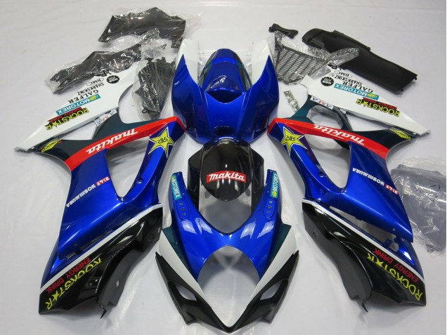 Carena Moto Suzuki GSXR 1000 2007-2008 - Bianco Blu Rosso Nero Rockstar