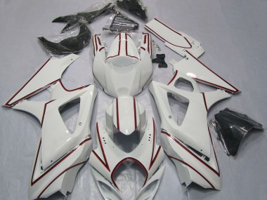 Carene Moto Suzuki GSXR 1000 2007-2008 - Bianco Rosso Gessato