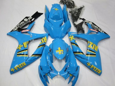 Carene Moto Suzuki GSXR 600 / GSXR 750 2006-2007 - Azzurro Chiaro Nero Giallo Rizla