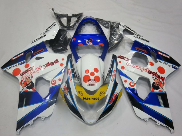 Carene Moto Suzuki GSXR 600 / GSXR 750 2004-2005 - Bianco Blu Rosso Giallo Nero Dark Dog