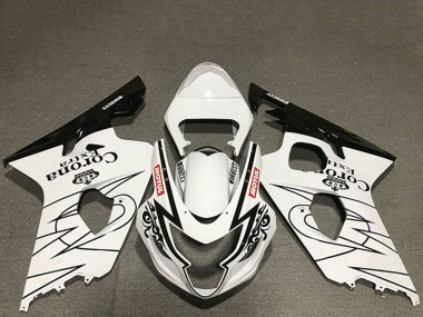 Carene Moto Suzuki GSXR 600 / GSXR 750 2004-2005 - Bianco Nero Lucido Corona Motul Stile