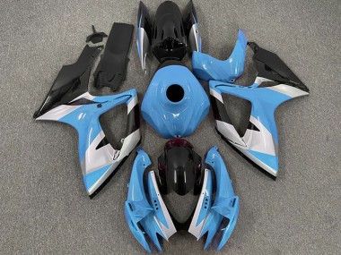 Carene Moto Suzuki GSXR 600 / GSXR 750 2006-2007 - Azzurro Chiaro Bianco Nero Lucido