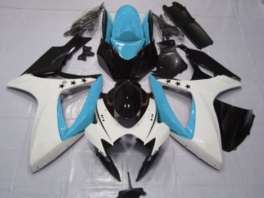 Carene Moto Suzuki GSXR 600 / GSXR 750 2006-2007 - Azzurro Chiaro Bianco Nero Lucido Stella