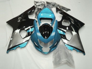 Carene Moto Suzuki GSXR 600 / GSXR 750 2004-2005 - Azzurro Chiaro Argento Nero Lucido