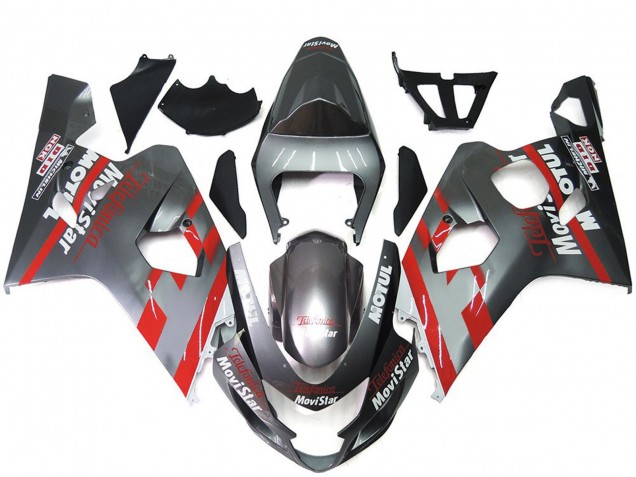 Carene Moto Suzuki GSXR 600 / GSXR 750 2004-2005 - Argento Rosso MoviStar