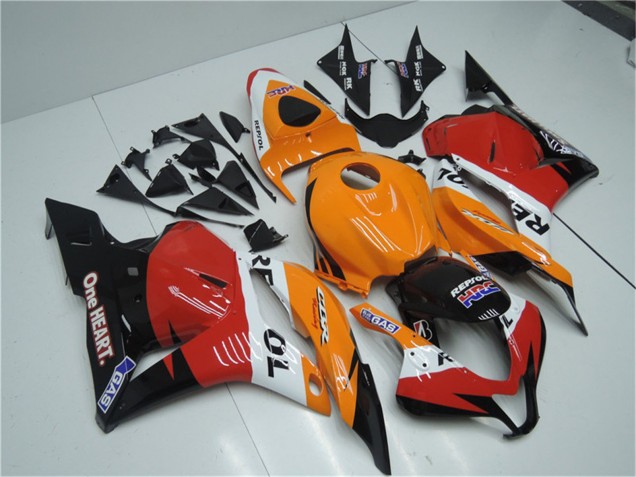 Kit Carena Moto Completo Honda CBR600RR 2009-2012 - Arancia Bianco Rosso Nero Lucido Repsol