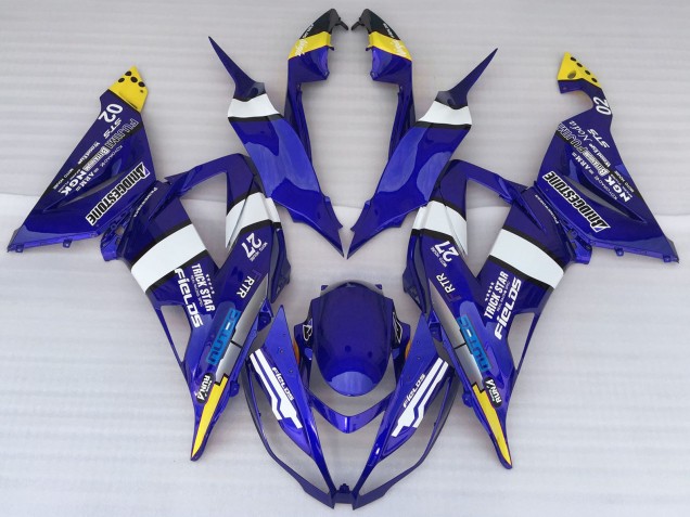 Carene Moto Kawasaki ZX6R 2013-2018 - Blu Bianco Giallo Trick Star Bridgestone
