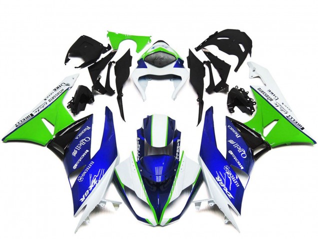 Carene Moto Kawasaki ZX6R 2009-2012 - Bianco Verde Blu Nero