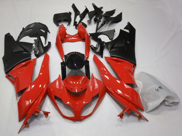Carene Moto Kawasaki ZX6R 2009-2012 - Rosso Nero Lucido Nero Opaco