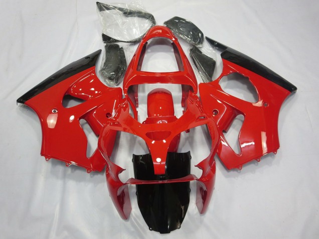 Carene Moto Kawasaki ZX6R 2000-2002 - Rosso Nero Lucido