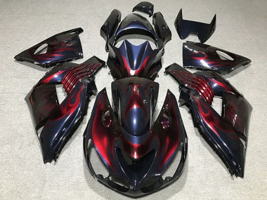 Carene Moto Kawasaki ZX14R 2006-2011 - Camaleonte Blu Nero Rosso Fiamma