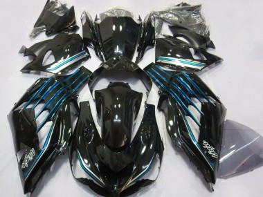 Carene Moto Kawasaki ZX14R 2012-2024 - Nero Lucido Azzurro Chiaro