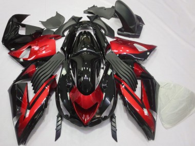 Carene Moto Kawasaki ZX14R 2006-2011 - Rosso Nero Lucido Banda