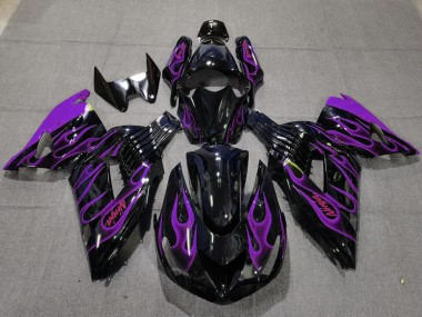 Carene Moto Kawasaki ZX14R 2006-2011 - Nero Lucido Viola Fiamma