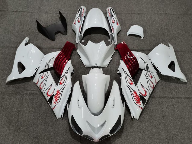 Carene Moto Kawasaki ZX14R 2006-2011 - Bianco Rosso Fiamma