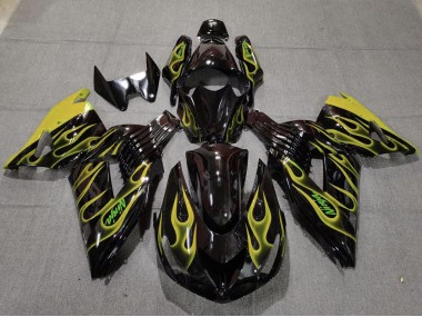 Carene Moto Kawasaki ZX14R 2006-2011 - Nero Lucido Giallo Fiamma