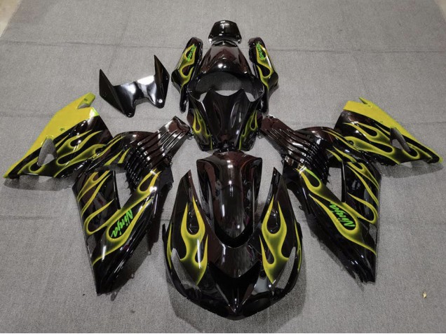 Carene Moto Kawasaki ZX14R 2006-2011 - Nero Lucido Giallo Fiamma