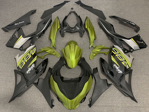 Carene Moto Kawasaki Ninja 400 2018-2024 - Giallo Liquido Nero Lucido Nero Opaco OEM Stile