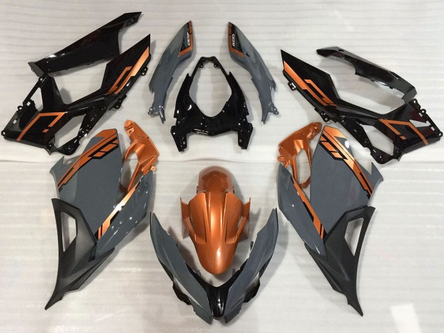 Carene Moto Kawasaki Ninja 400 2018-2024 - Arancia Nardo Grigio Nero Lucido