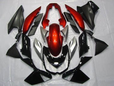 Carene Moto Kawasaki Z1000 2010-2013 - Rosso Argento Nero Lucido