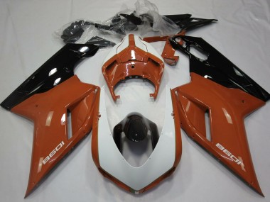 Carene Moto Ducati 1098 2007-2014 - Marrone Bianco Nero Lucido