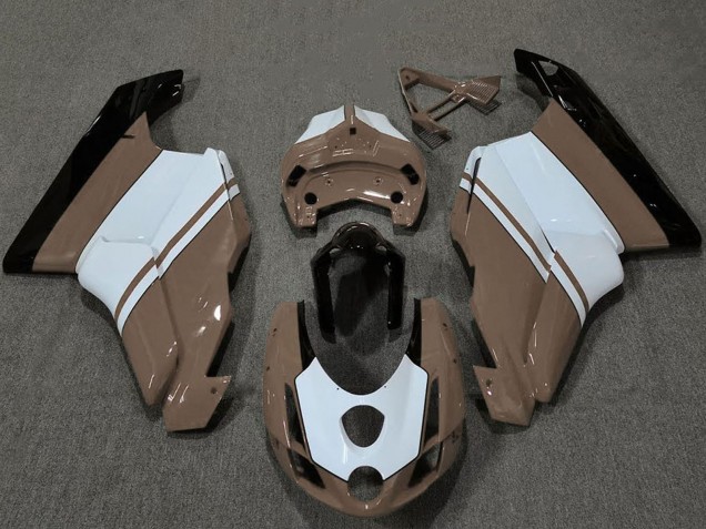 Carene Moto Ducati 749 999 2003-2004 - Bianco Marrone Nero Lucido