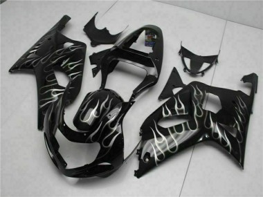 Carene Moto Suzuki GSXR 600/750 2001-2003 - Nero Lucido Argento Fiamma
