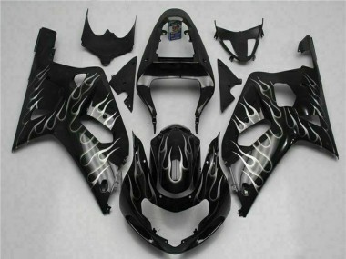 Carene Moto Suzuki GSXR 600/750 2001-2003 - Nero Lucido Argento Fiamma