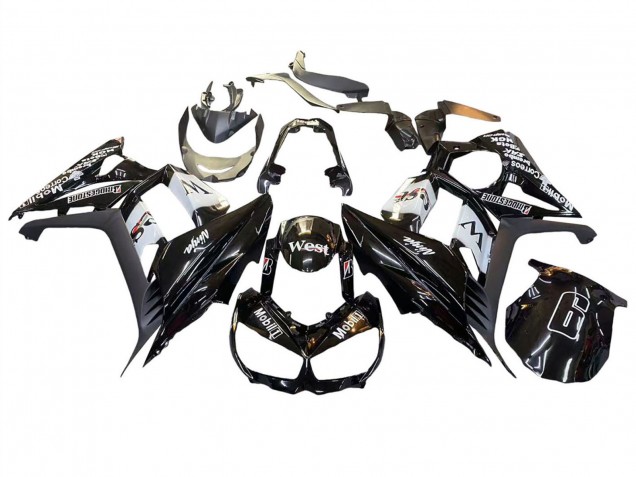 Carene Moto Kawasaki Z1000SX 2010-2016 - Nero Lucido Oro Bianco Mobil West