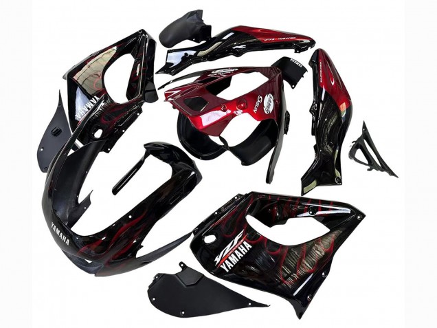 Carene Moto Yamaha YZF 1000R Thunderace 1997-2007 - Nero Rosso Scuro Fiamma