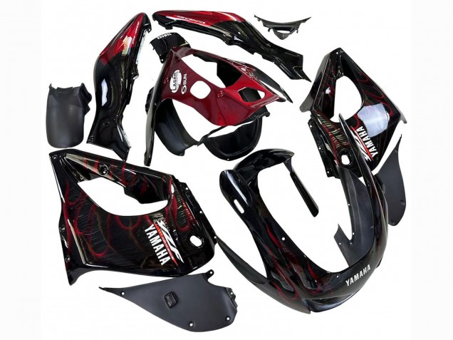 Carene Moto Yamaha YZF 1000R Thunderace 1997-2007 - Nero Rosso Scuro Fiamma