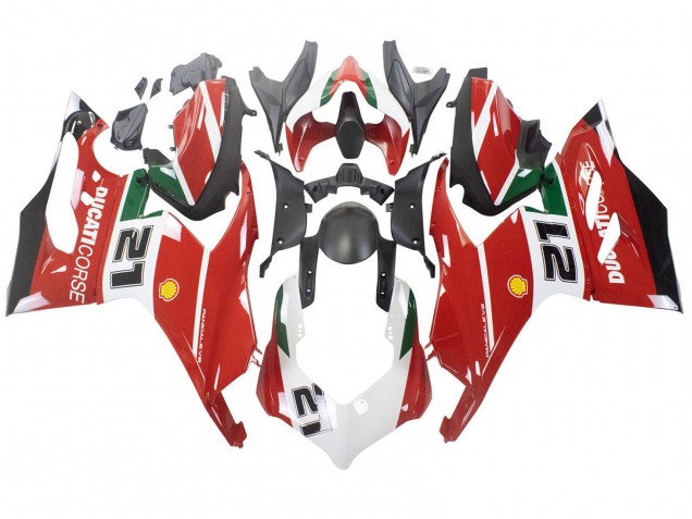 Carene Moto Ducati Panigale V2 2020-2024 - Bianco Rosso Verde Nero Opaco Corse 21