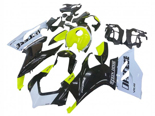 Carene Moto Ducati Panigale V2 2020-2024 - Bianco Verde Lime Nero Lucido Stein Dinse VR 46
