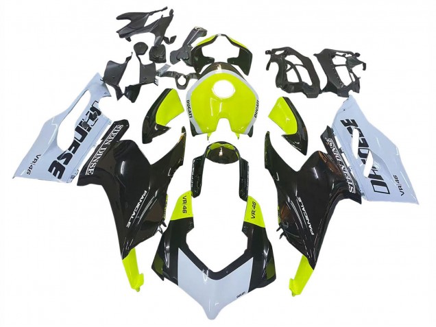 Carene Moto Ducati Panigale V2 2020-2024 - Bianco Verde Lime Nero Lucido Stein Dinse VR 46