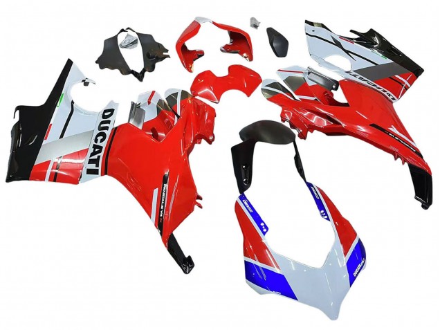 Carene Moto Ducati Panigale V4 V4S 2018-2019 - Bianco Argento Rosso Nero Lucido