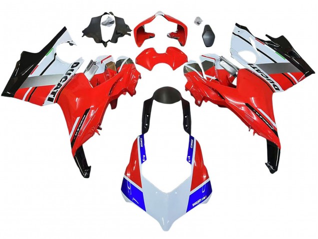 Carene Moto Ducati Panigale V4 V4S 2018-2019 - Bianco Argento Rosso Nero Lucido