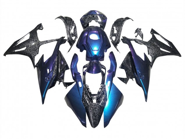 Carene Moto BMW S1000RR 2019-2022 - Pendenza Blu Viola Forgiato Fibra di Carbonio