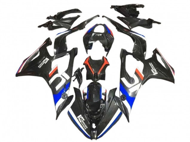Carene Moto BMW S1000RR 2019-2022 - Nero Bianco Blu Fibra di Carbonio