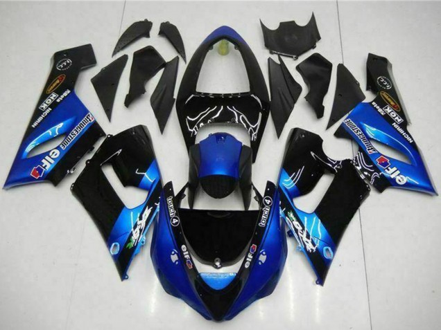 Carene Moto Kawasaki ZX6R 2005-2006 - Blu Nero Lucido Elf