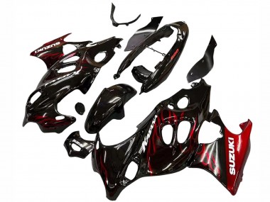 Carene Moto Suzuki GSX600F/GSX750F 2004-2006 - Nero Lucido Rosso Fiamma