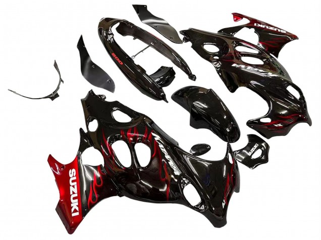 Carene Moto Suzuki GSX600F/GSX750F 2004-2006 - Nero Lucido Rosso Fiamma