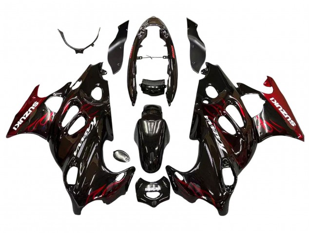 Carene Moto Suzuki GSX600F/GSX750F 2004-2006 - Nero Lucido Rosso Fiamma