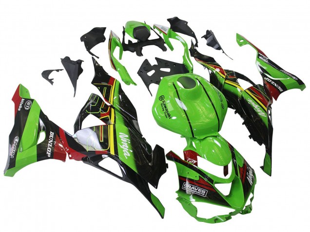 Carene Moto Kawasaki ZX6R 2023-2025 - Verde Nero Rosso Giallo Dunlop