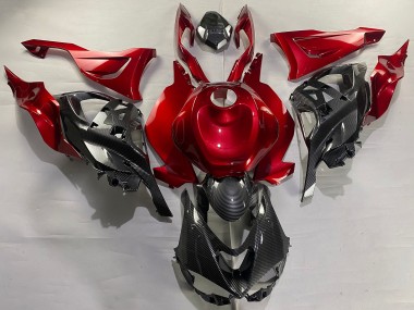 Carene Moto Kawasaki ZX6R 2023-2025 - Rosso Fibra di Carbonio